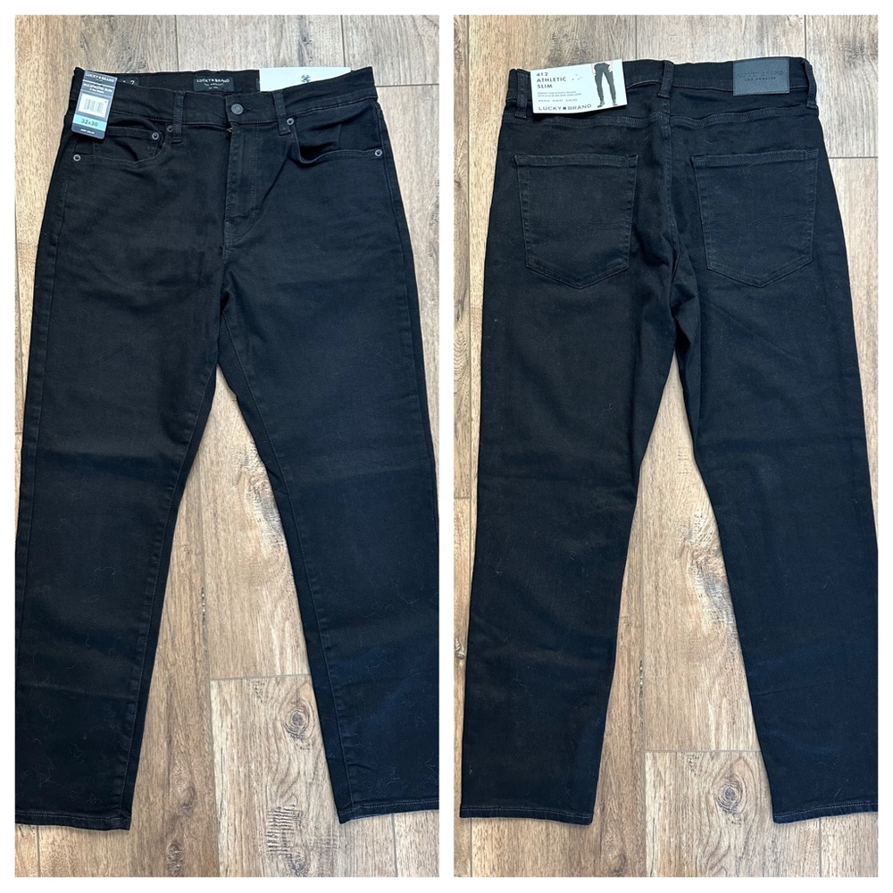 NWT! Lucky Brand Men’s 412 Athletic Slim Jeans, Black Denim, Slim Leg, 32x30